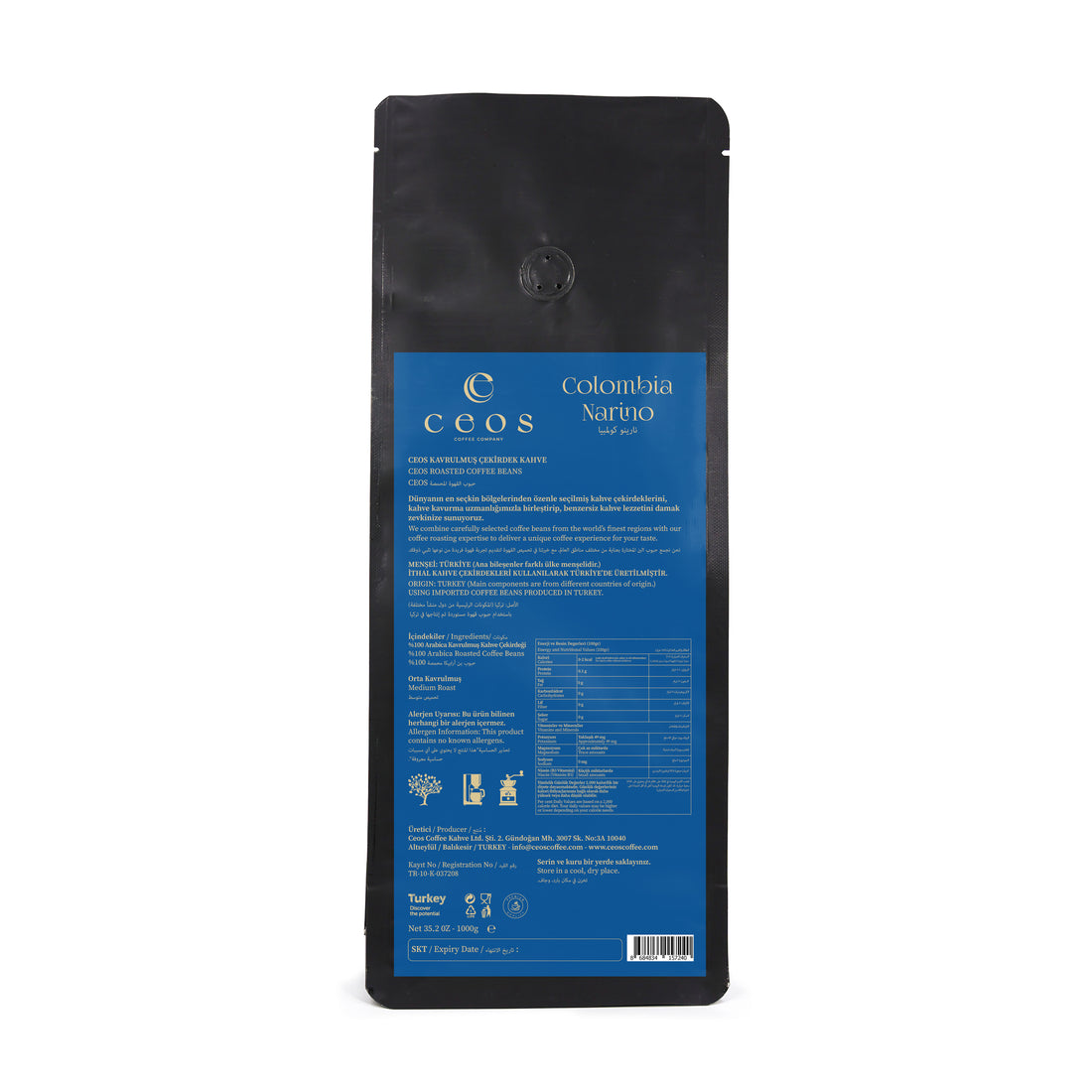 COLOMBIA NARIÑO 1 KG ROASTED COFFEE BEANS