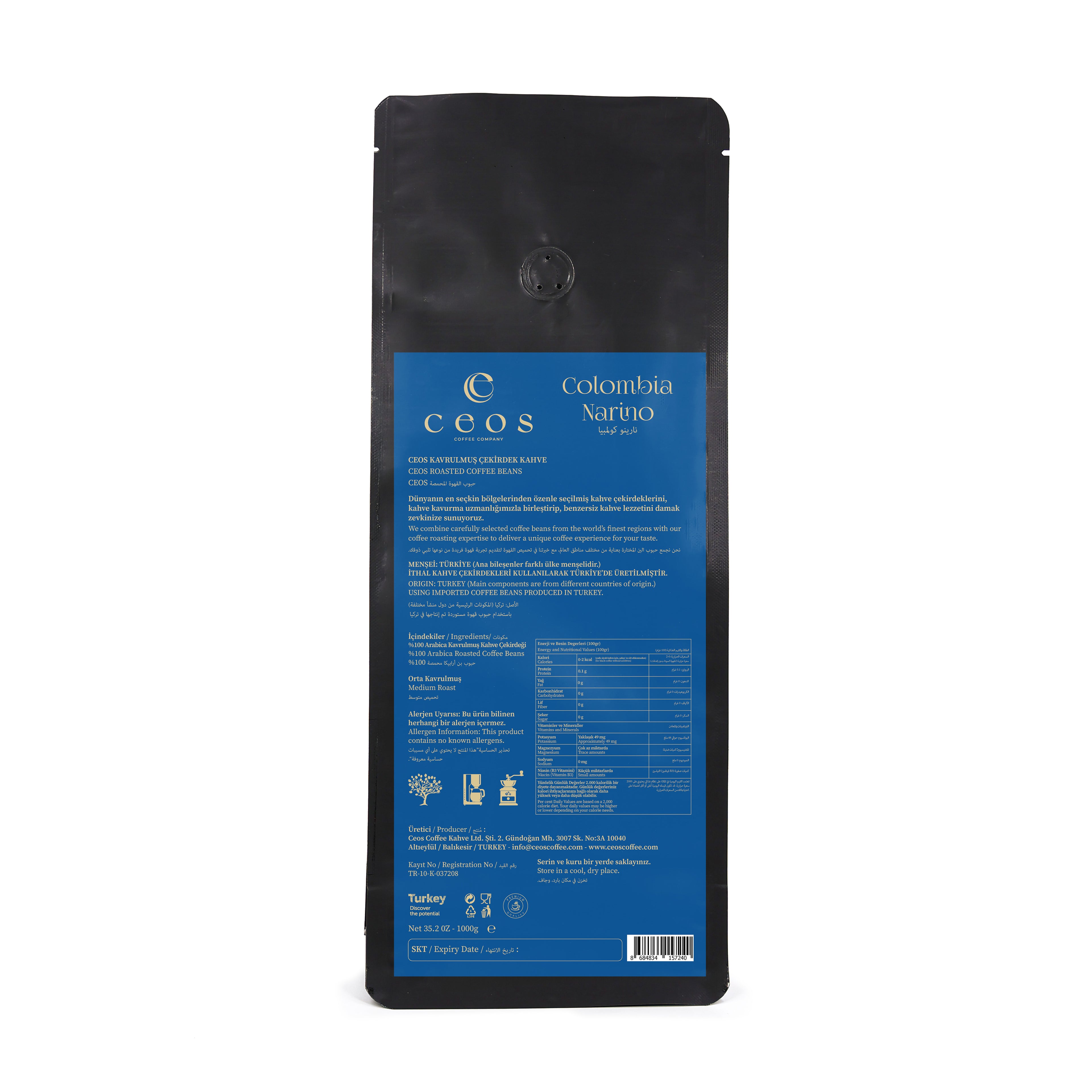 COLOMBIA NARIÑO 1 KG ROASTED COFFEE BEANS