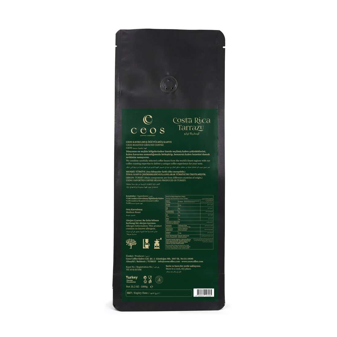 COSTA RICA TARRAZU FRESHLY GROUND FILTER COFFEE (1KG)
