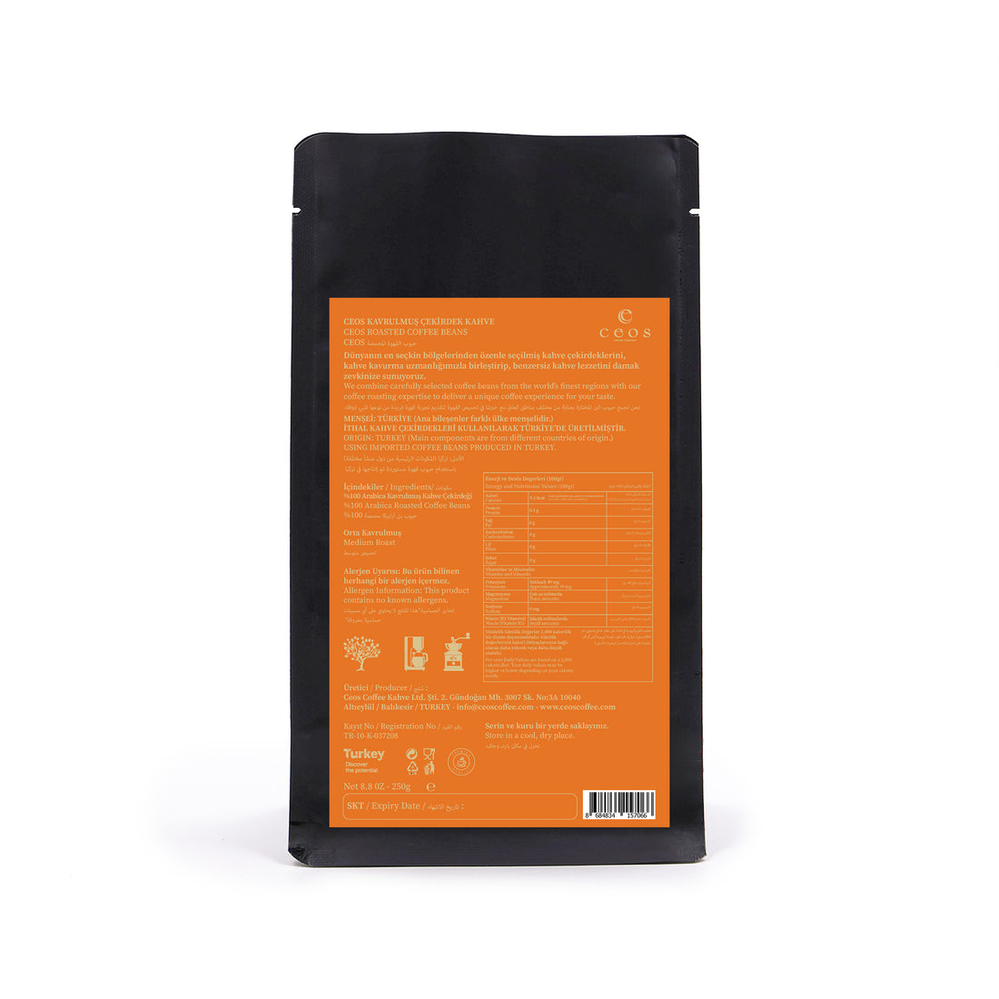 CEOS GINSENG ROASTED COFFEE BEANS (250 Grams)