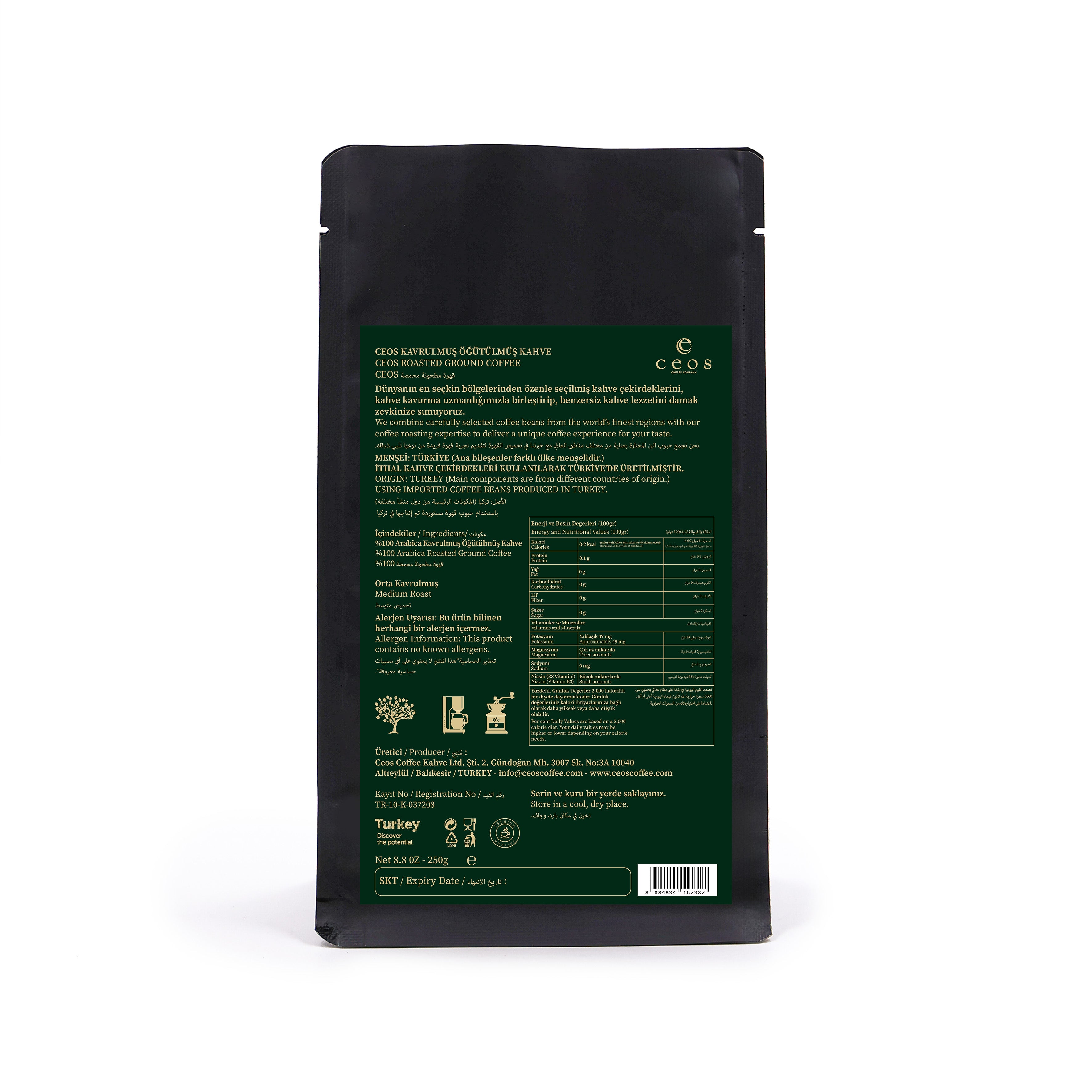 COSTA RICA TARRAZU FRESHLY GROUND FILTER COFFEE (250 GRAMS)