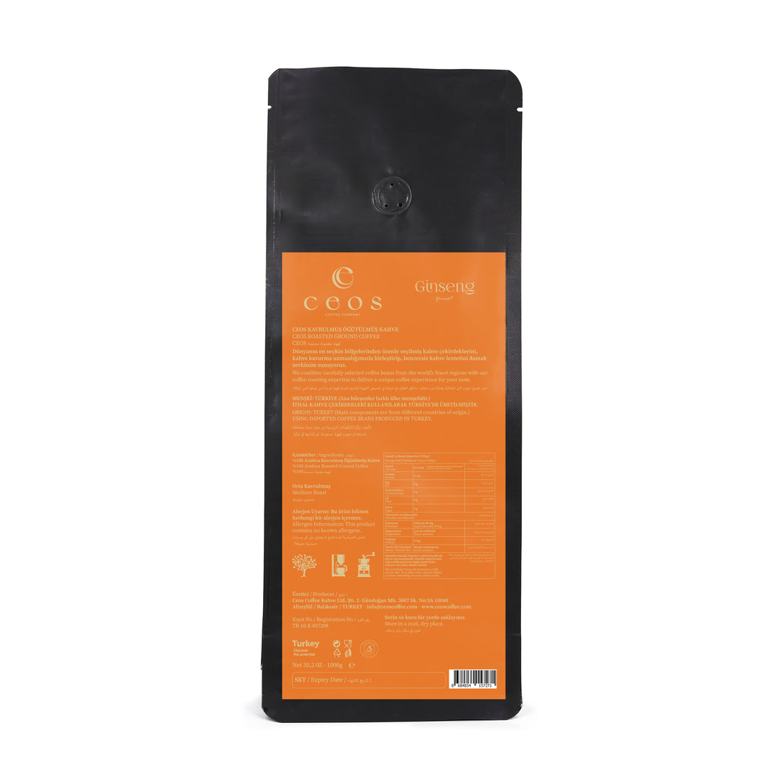 CEOS GINSENG FRESHLY GROUND FILTER COFFEE (1KG)