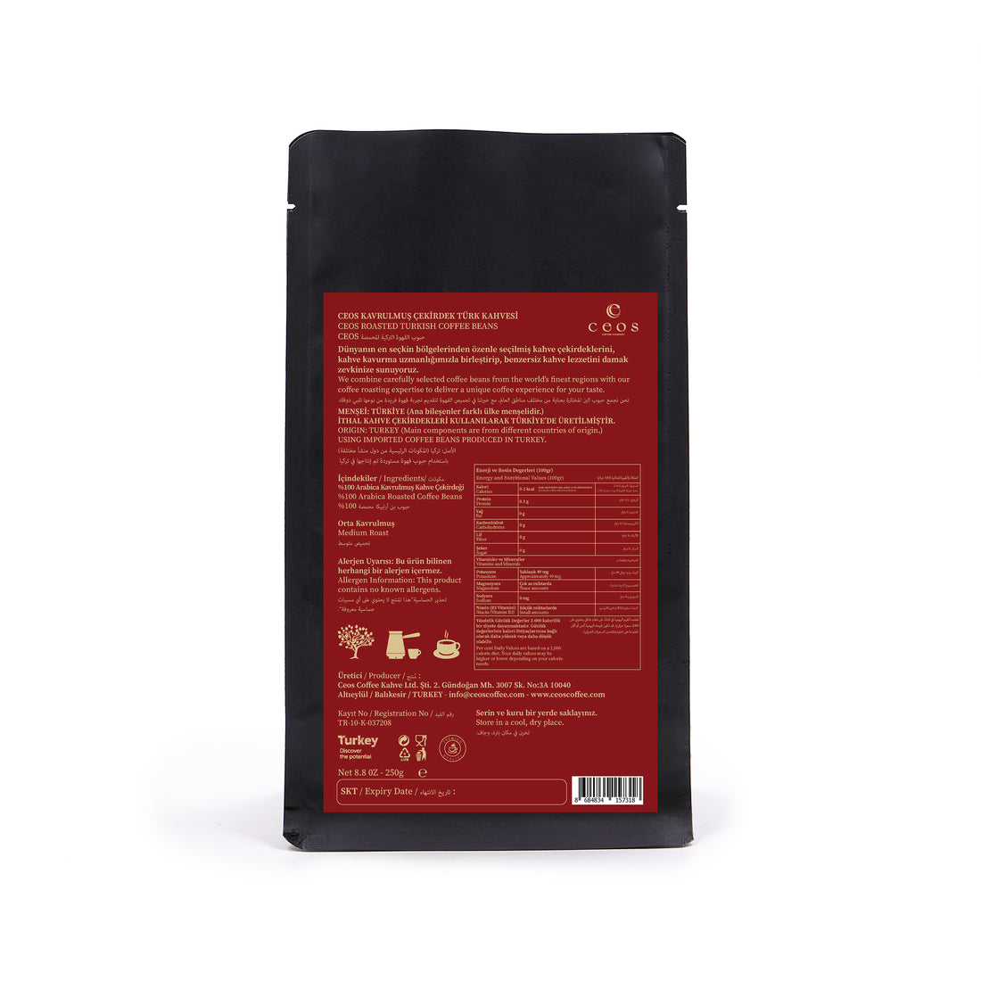 TURKISH COFFEE ROASTED BEANS  (250Grams)